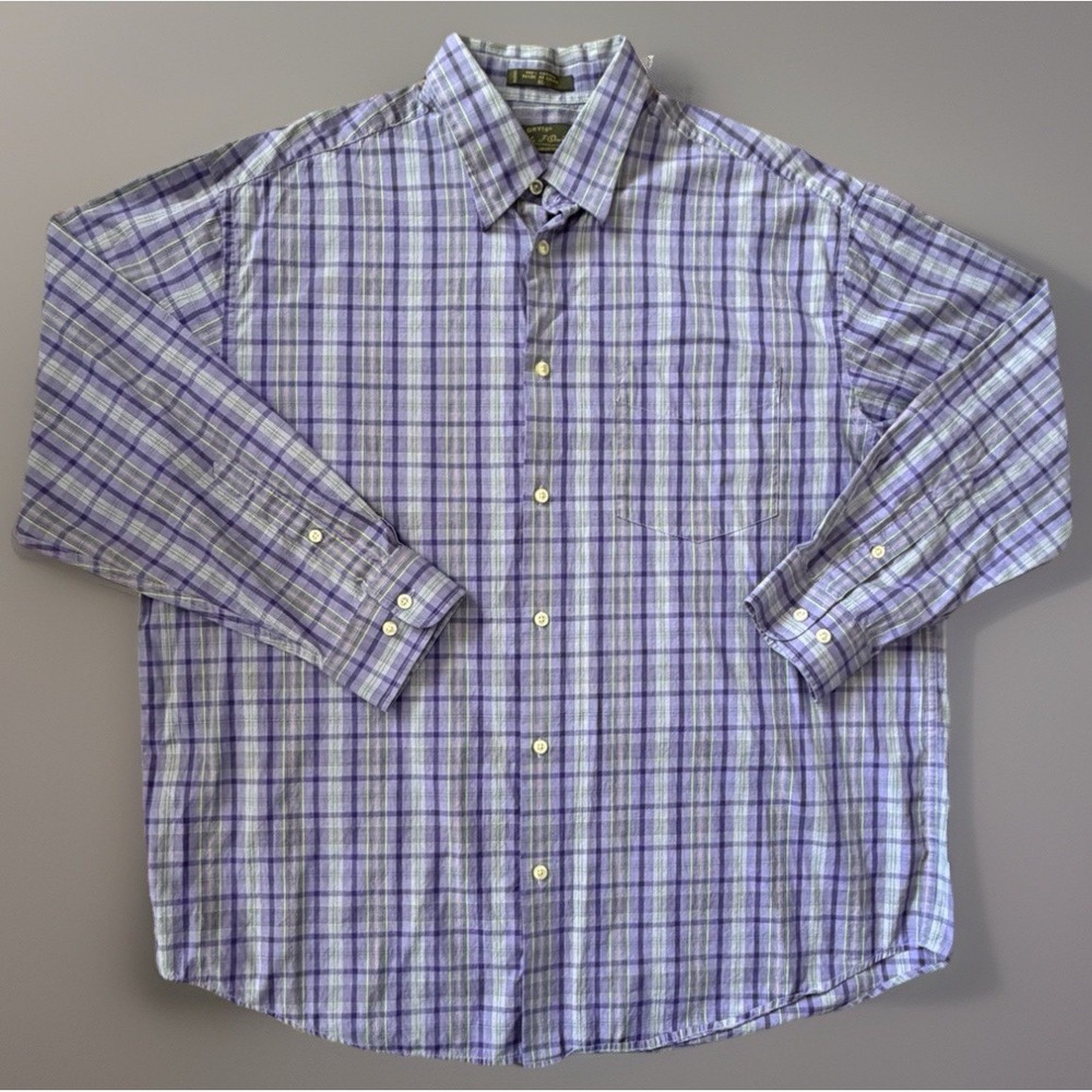 Orvis Signature Collection Long Sleeve Button Down Shirt Purple Plaid XL JBHS